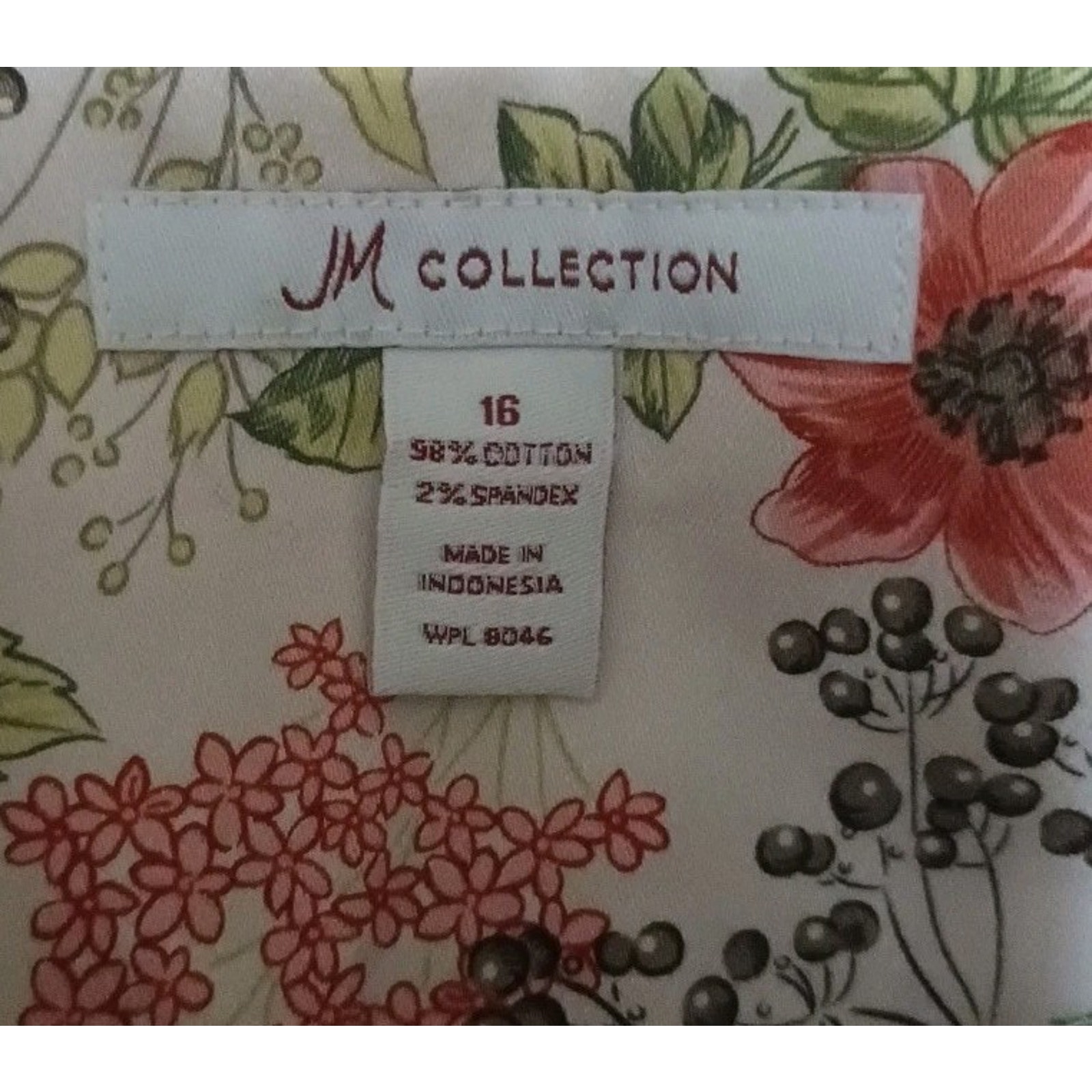 Jm Collection White Pink Floral Spring Button Front Blazer Jacket Size 16 — image 4 of 8